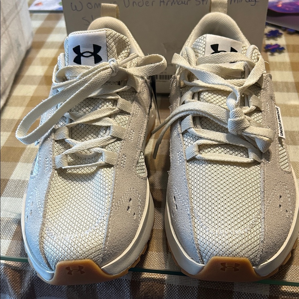NWT Under Armour Women's Cream and Tan Sneakers